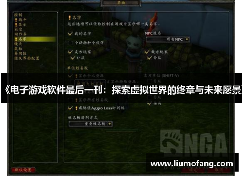《电子游戏软件最后一刊：探索虚拟世界的终章与未来愿景》