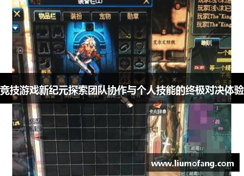 竞技游戏新纪元探索团队协作与个人技能的终极对决体验